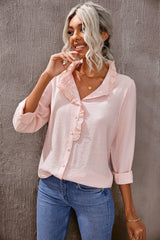 Eyelet Ruffles Button Crinkled Shirt - Shah S. Sahota