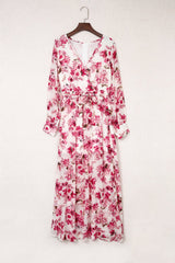 Floral Surplice Split Tie Waist Maxi Dress - Shah S. Sahota