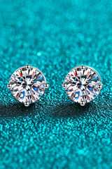 2 Carat Moissanite Rhodium-Plated Stud Earrings - Shah S. Sahota