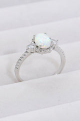 925 Sterling Silver Platinum-Plated Opal Ring - Shah S. Sahota