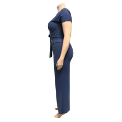 Women's Solid Color Belted Two Piece Set - Shah S. Sahota