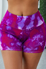 Tie-Dye Wide Waistband Yoga Shorts - Shah S. Sahota