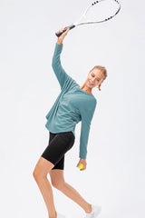 Exposed Seam Boat Neck Long Sleeve Yoga Tee - Shah S. Sahota