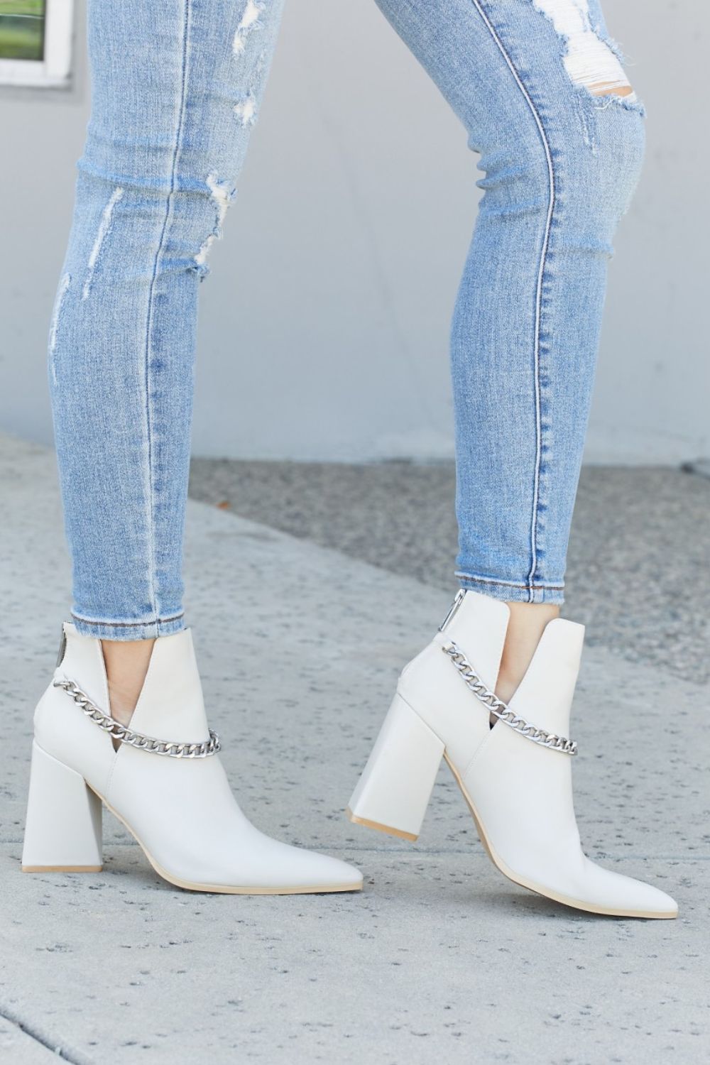 Cape Robbin Point the Way Chain Detail Ankle Booties - Shah S. Sahota