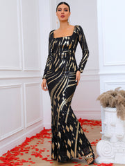 Contrast Sequin Zip-Back Maxi Dress - Shah S. Sahota