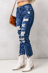 Distressed High Waist Pocket Jeans - Shah S. Sahota