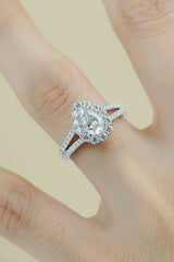 1 Carat Moissanite Teardrop Split Shank Ring - Shah S. Sahota