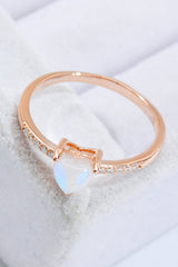 Natural Moonstone Heart 18K Rose Gold-Plated Ring - Shah S. Sahota