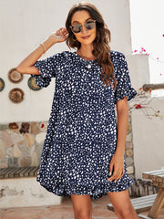 Printed Flounce Sleeve Ruffle Hem Dress - Shah S. Sahota