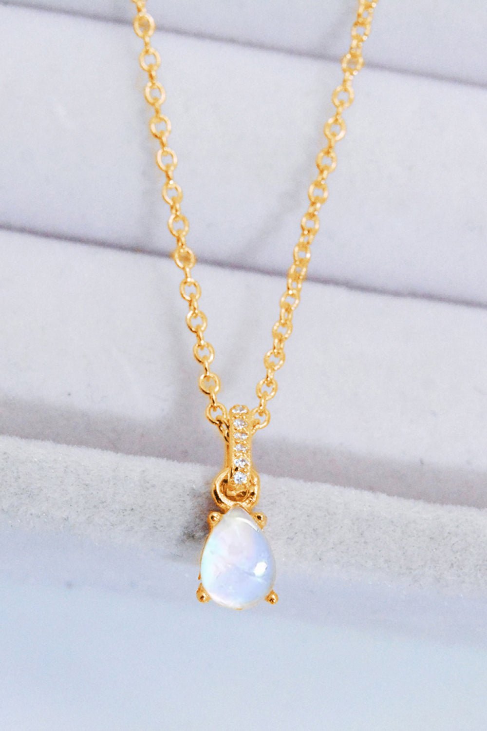 Moonstone Teardrop Pendant Necklace - Shah S. Sahota