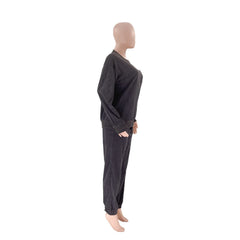 Corduroy Crew Neck Pullover Long Sleeve Sweatshirts & TiePants Two-Piece Sets - Shah S. Sahota
