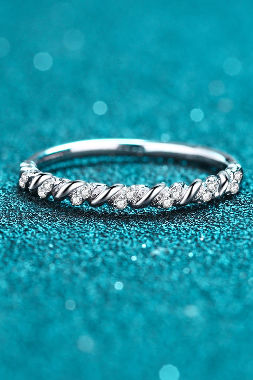 Moissanite Rhodium-Plated Half-Eternity Ring - Shah S. Sahota