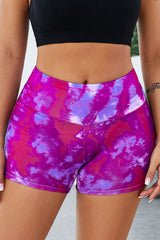 Tie-Dye Wide Waistband Yoga Shorts - Shah S. Sahota