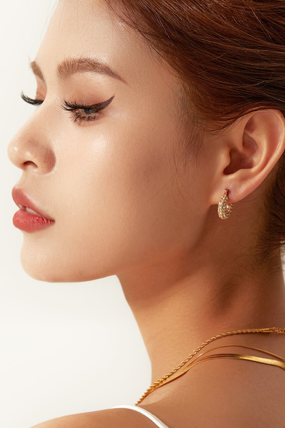 18K Gold Plated Inlaid Zircon Hoop Earrings - Shah S. Sahota
